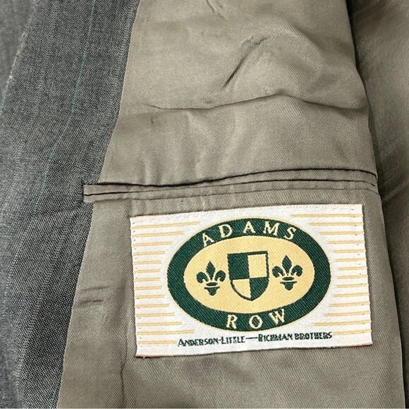 Adams Row Mens Gray Pinstripe Double-Breasted Suit 42R Jacket & 34x32 Pants DH18 - Picture 3 of 16